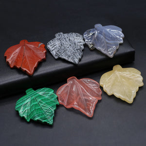 3 Pcs Maple Leaf Healing Crystal Stone Pendants for Jewelry Making