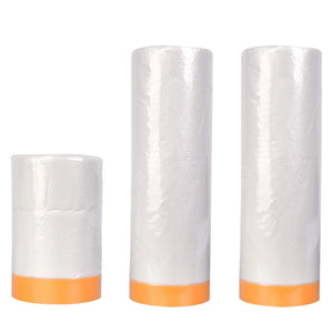 3 Pcs Plastic Dust Sheets Taped Film Drop Cloths for Painting Furniture Covering