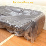 3 Pcs Plastic Dust Sheets Taped Film Drop Cloths for Painting Furniture Covering