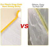 3 Pcs Plastic Dust Sheets Taped Film Drop Cloths for Painting Furniture Covering