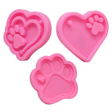3 Pcs Bear Paw Keychain Resin Mold Necklace Pendant Silicone Mould