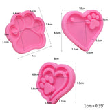 3 Pcs Bear Paw Keychain Resin Mold Necklace Pendant Silicone Mould