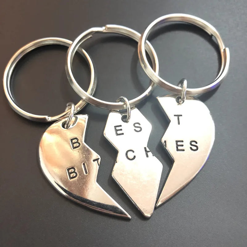 3 Pcs Set Broken Heart Keychain Forever Gift For Friends Partner