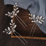 3 Pcs Set Silver Crystal Tiaras Hairpins Wedding Hair Accessories