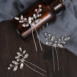 3 Pcs Set Silver Crystal Tiaras Hairpins Wedding Hair Accessories