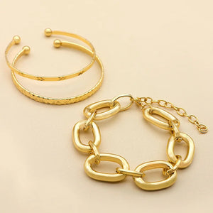 3/Pcs Set Metal Chain Link Clip Chain Bracelet Punk Bangle Women Party