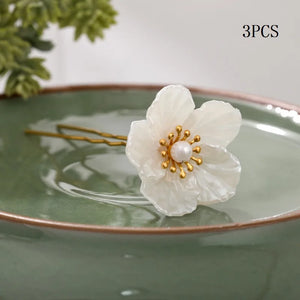 3 Pcs/Set Hair Sticks Flower Headpieces for Women Girls Bride Wedding Party