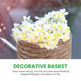 3 Pcs Straw Woven Storage Basket With Lid Organizer