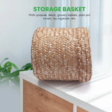 3 Pcs Straw Woven Storage Basket With Lid Organizer