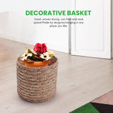 3 Pcs Straw Woven Storage Basket With Lid Organizer