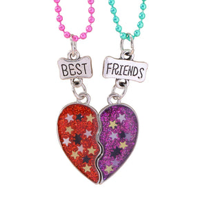 3 Pcs Heart-Shaped Sister Pendant Necklace BFF Friendship Jewelry Gift