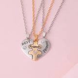 3 Pcs Heart-Shaped Sister Pendant Necklace BFF Friendship Jewelry Gift