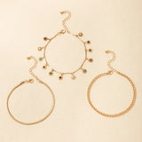 3 Pcs/Set Daisy Flower Charm Ankle Bracelets for Women