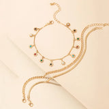 3 Pcs/Set Daisy Flower Charm Ankle Bracelets for Women