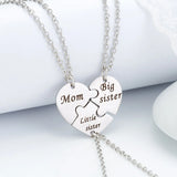 3pc Mother Daughter Heart Pendant Necklace Set