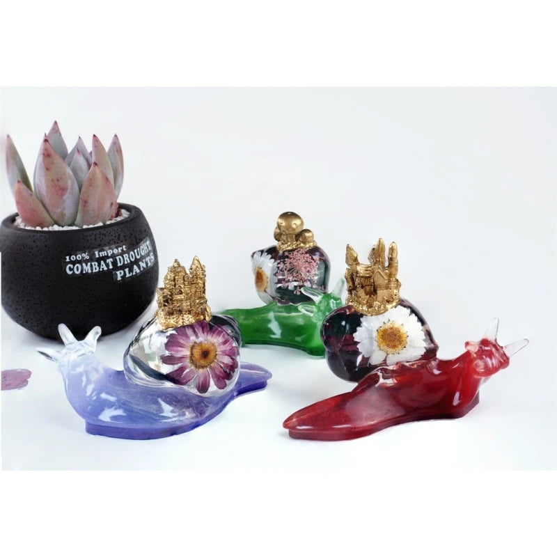 3 Pcs Snail Castle Mushroom Keychain Silicone Molds for DIY Epoxy Resin Crafting