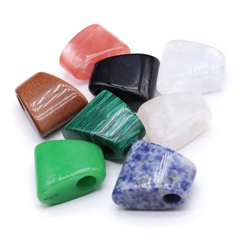 3 Pcs Trapezoid Healing Crystal Stone Pendants for Jewelry Making