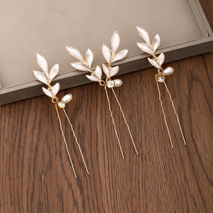 3 Pcs Wedding Hairpins Tiara Freshwater Pearls Golden Bridal Hair Clips