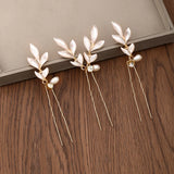 3 Pcs Wedding Hairpins Tiara Freshwater Pearls Golden Bridal Hair Clips
