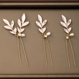 3 Pcs Wedding Hairpins Tiara Freshwater Pearls Golden Bridal Hair Clips