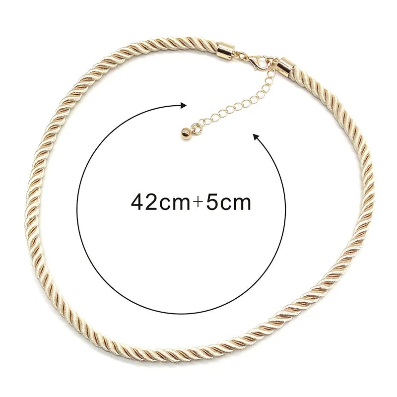 3 Pcs/lot 6mm Gold 3 Shares Silk Cord Necklaces