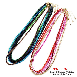 3 Pcs 3mm Twisted Cotton Silk Cord Necklace DIY Jewelry Making