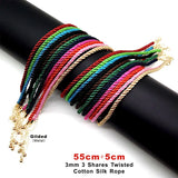 3 Pcs 3mm Twisted Cotton Silk Cord Necklace DIY Jewelry Making