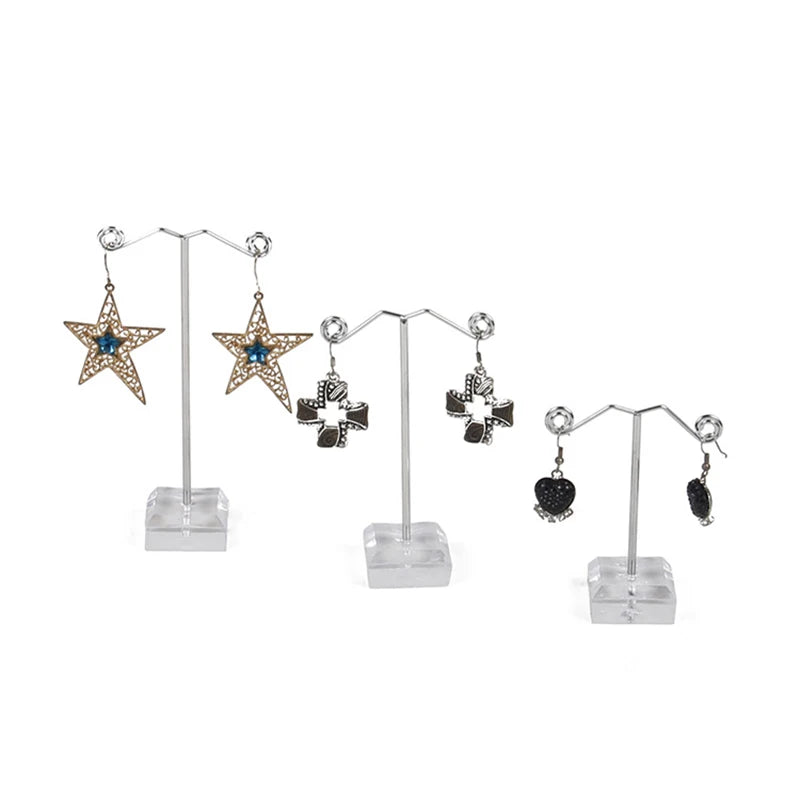 3 Pcs Clear Acrylic Metal Earring Display Stand