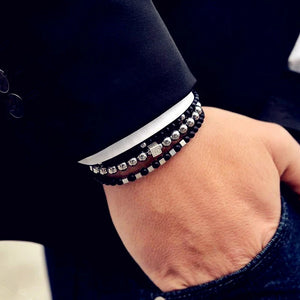 3 Pcs/set Matte Stone Bead Bracelet Sets For Men Jewelry
