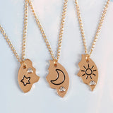 3 Piece Sun Moon Star Pendant Necklace Set