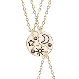 3 Piece Sun Moon Star Pendant Necklace Set