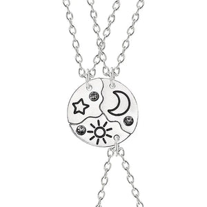 3 Piece Sun Moon Star Pendant Necklace Set