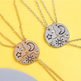 3 Piece Sun Moon Star Pendant Necklace Set