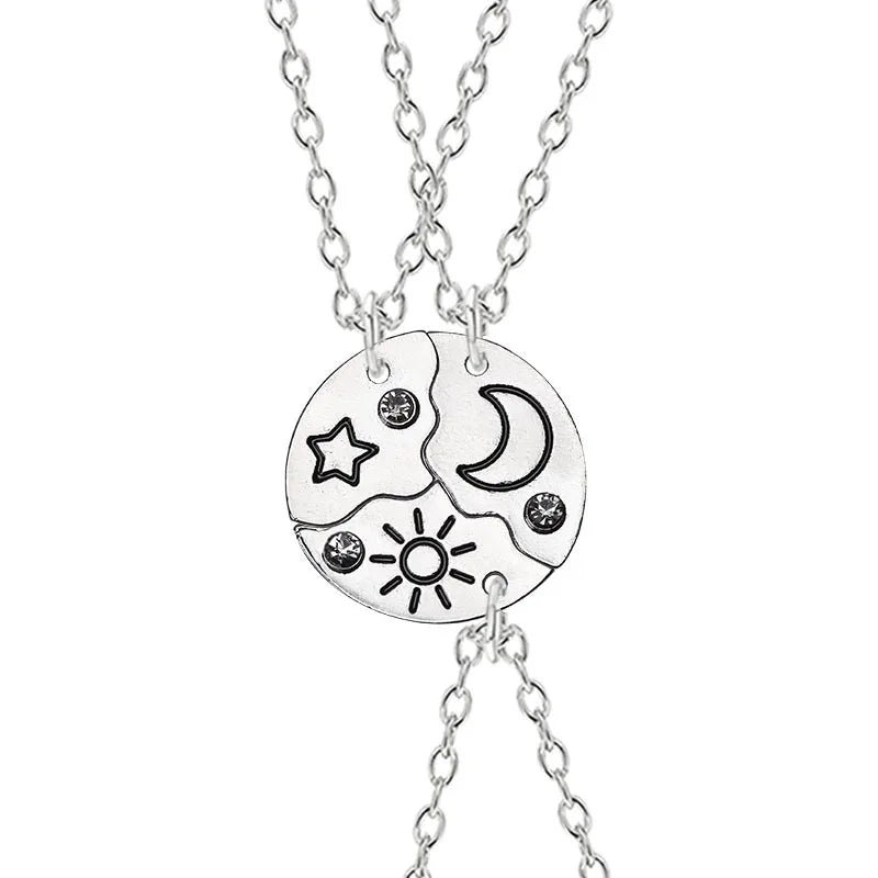3 Piece Sun Moon Star Pendant Necklace Set
