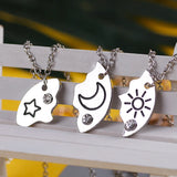 3 Piece Sun Moon Star Pendant Necklace Set