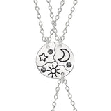3 Piece Sun Moon Star Pendant Necklace Set