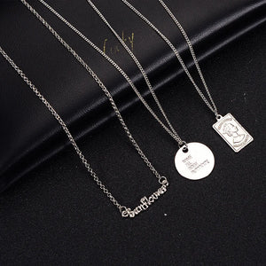 3-Piece Set Long Red Necklace Multilayer Net Sweater Chain Ins Wind
