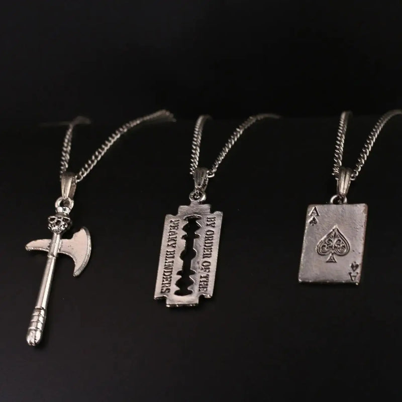 Skull Ax Razor Ace Necklace Set for Men
