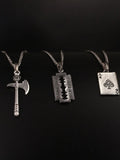 Skull Ax Razor Ace Necklace Set for Men