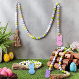 3-Piece Easter Wood Bead Garland with Tassels and Bunny Tag