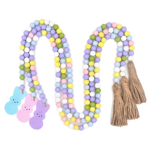 3-Piece Easter Wood Bead Garland with Tassels and Bunny Tag