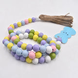 3-Piece Easter Wood Bead Garland with Tassels and Bunny Tag