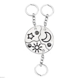 3-Piece Sun, Star, Moon Pendant Keychain Set, Friendship BFF Charm Chokers