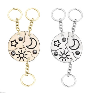 3-Piece Sun, Star, Moon Pendant Keychain Set, Friendship BFF Charm Chokers