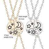 3-Piece Sun Star Moon Pendant Necklace Friendship BFF Charm Chokers