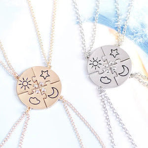 3-Piece Sun Star Moon Pendant Necklace Friendship BFF Charm Chokers