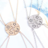3-Piece Sun Star Moon Pendant Necklace Friendship BFF Charm Chokers