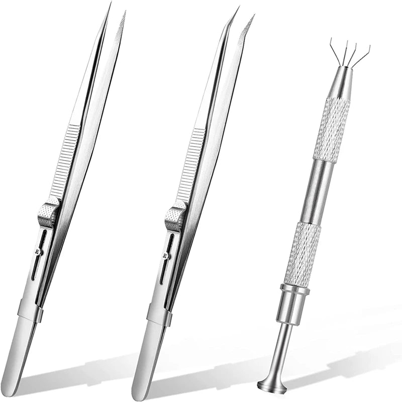 3 Pcs Stainless Steel Small Parts Pickup Tool IC Chips Gems Jewelry
