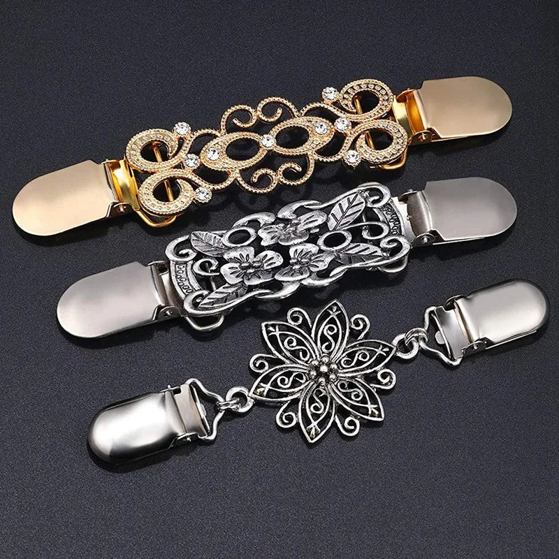 3 Pieces Sweater Shawl Clips Vintage Brooch Clip for Women Girls