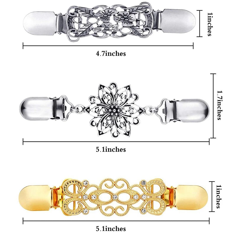3 Pieces Sweater Shawl Clips Vintage Brooch Clip for Women Girls